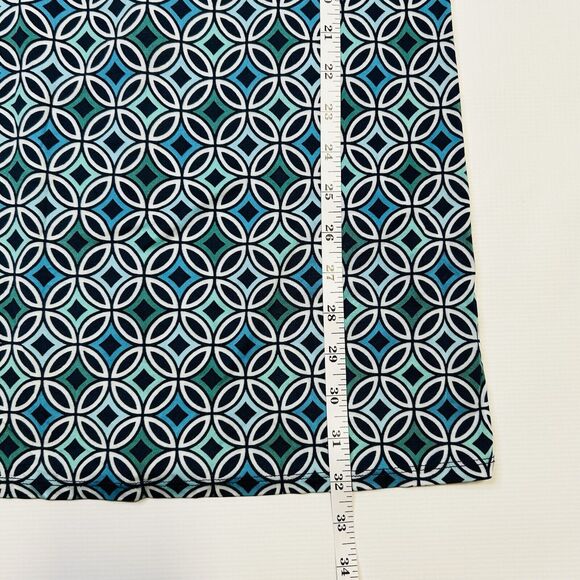 LOFT Blue Geometric Sheath Dress Womens Size 2 Bugle Bead Neckline - Picture 8 of 12